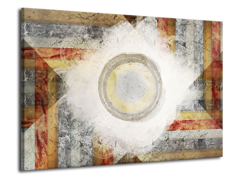 Glasschilderij Abstract | Grijs, Crème , Bruin | 70x50cm 1Luik