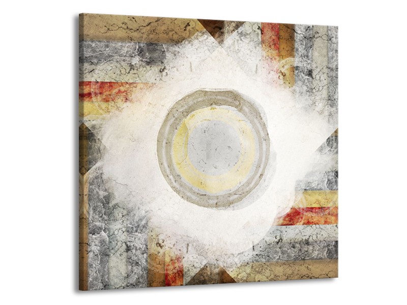 Glasschilderij Abstract | Grijs, Crème , Bruin | 70x70cm 1Luik