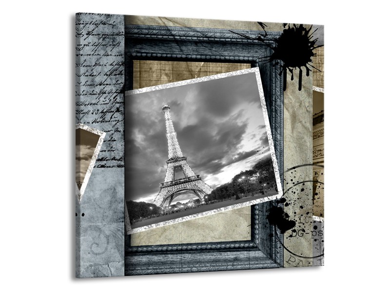 Canvas Schilderij Frankrijk, Parijs | Grijs, Crème, Bruin | 50x50cm 1Luik