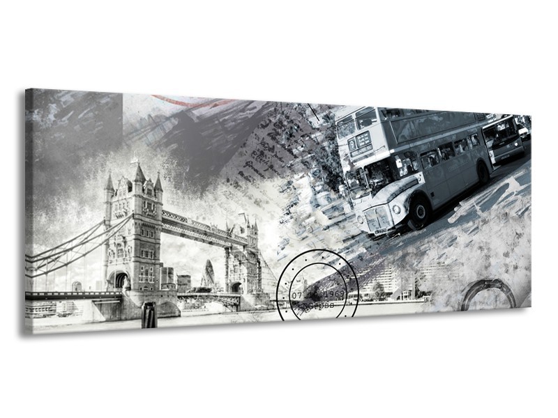 Canvas Schilderij Engeland, London | Grijs, Crème | 145x58cm 1Luik