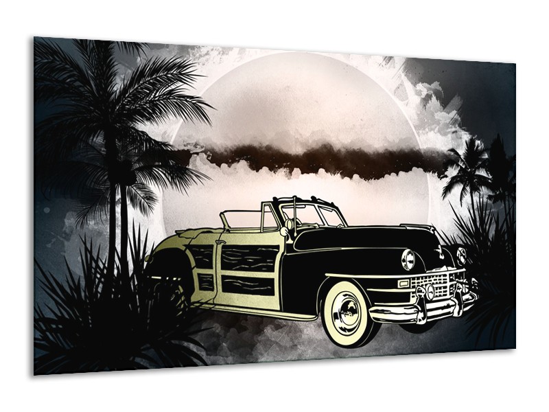 Canvas Schilderij Oldtimer, Auto | Grijs, Zwart | 120x70cm 1Luik