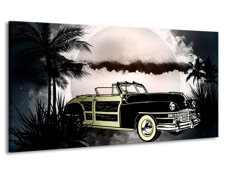 Canvas Schilderij Oldtimer, Auto | Grijs, Zwart | 170x90cm 1Luik