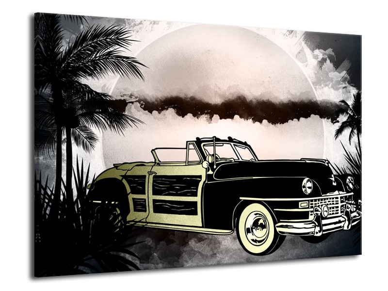 Canvas Schilderij Oldtimer, Auto | Grijs, Zwart | 70x50cm 1Luik