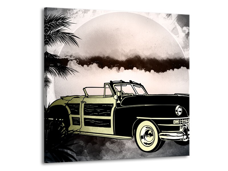 Canvas Schilderij Oldtimer, Auto | Grijs, Zwart | 70x70cm 1Luik