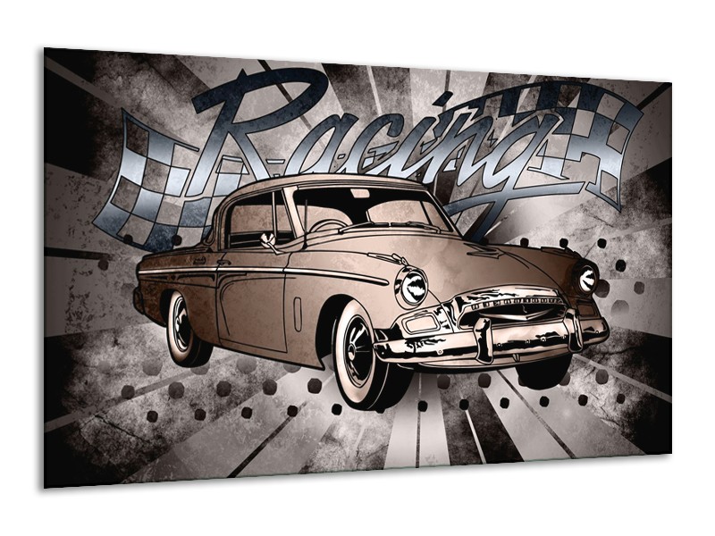 Canvas Schilderij Oldtimer, Auto | Grijs, Bruin | 120x70cm 1Luik