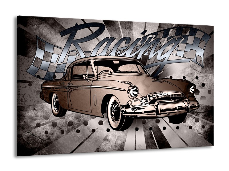 Canvas Schilderij Oldtimer, Auto | Grijs, Bruin | 140x90cm 1Luik