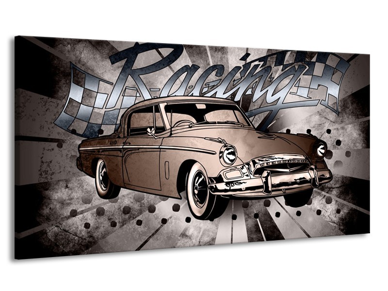 Canvas Schilderij Oldtimer, Auto | Grijs, Bruin | 170x90cm 1Luik