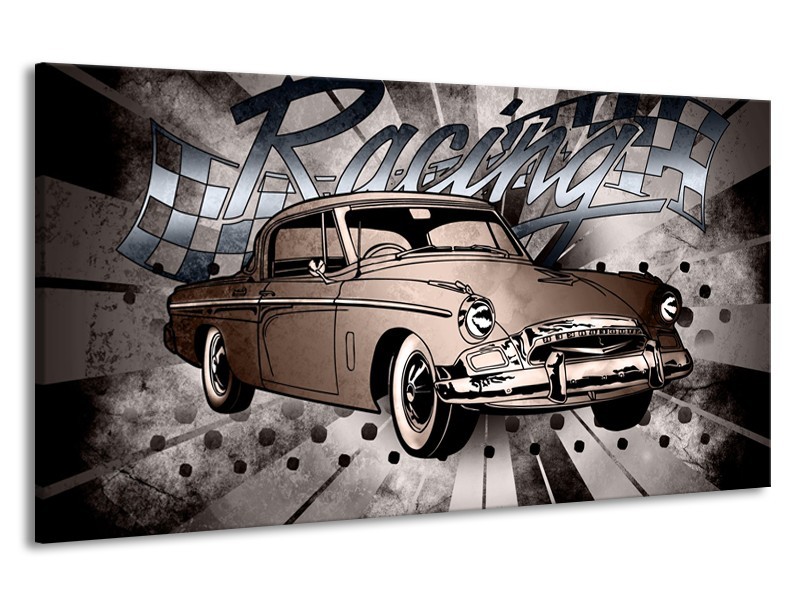 Canvas Schilderij Oldtimer, Auto | Grijs, Bruin | 190x100cm 1Luik