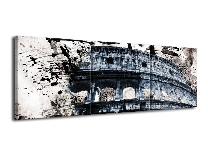 Glasschilderij Italie, Rome | Grijs, Blauw | 120x40cm 3Luik