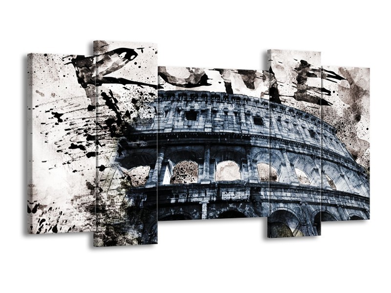 Canvas Schilderij Italie, Rome | Grijs, Blauw | 120x65cm 5Luik