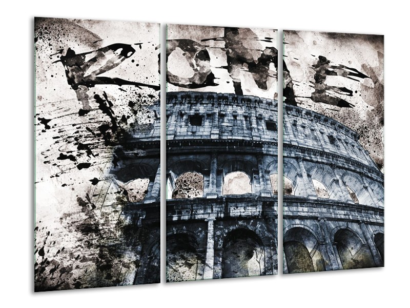 Canvas Schilderij Italie, Rome | Grijs, Blauw | 120x80cm 3Luik