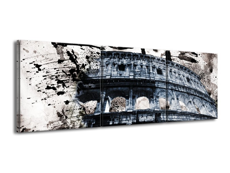 Canvas Schilderij Italie, Rome | Grijs, Blauw | 150x50cm 3Luik