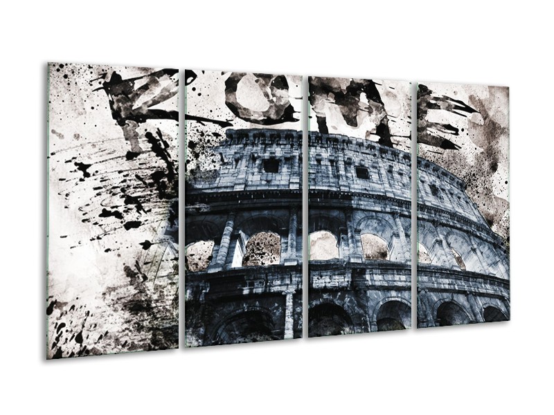 Canvas Schilderij Italie, Rome | Grijs, Blauw | 160x80cm 4Luik
