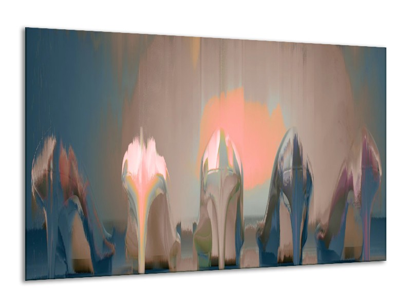 Glasschilderij Schoenen, Vrouw | Grijs, Bruin | 120x70cm 1Luik