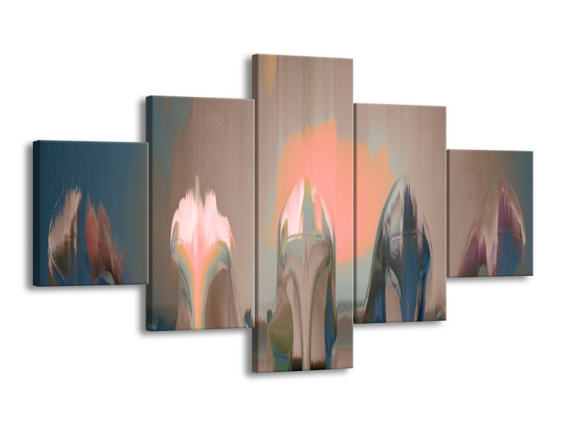 Glasschilderij Schoenen, Vrouw | Grijs, Bruin | 125x70cm 5Luik