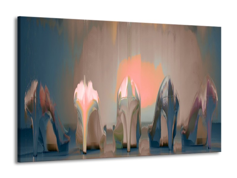 Glasschilderij Schoenen, Vrouw | Grijs, Bruin | 140x90cm 1Luik