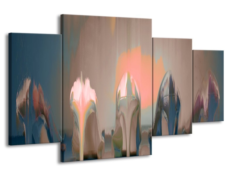 Glasschilderij Schoenen, Vrouw | Grijs, Bruin | 160x90cm 4Luik