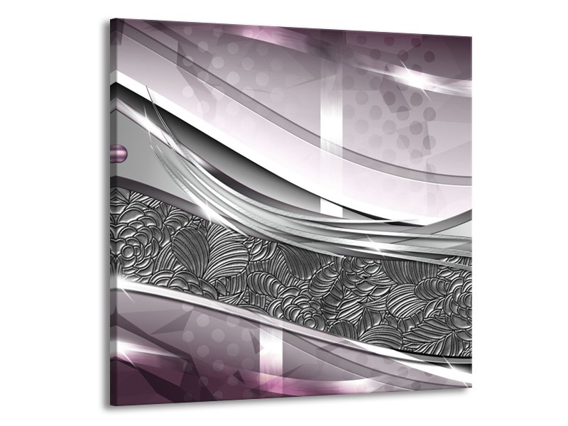 Glasschilderij Design, Modern | Grijs, Paars | 50x50cm 1Luik