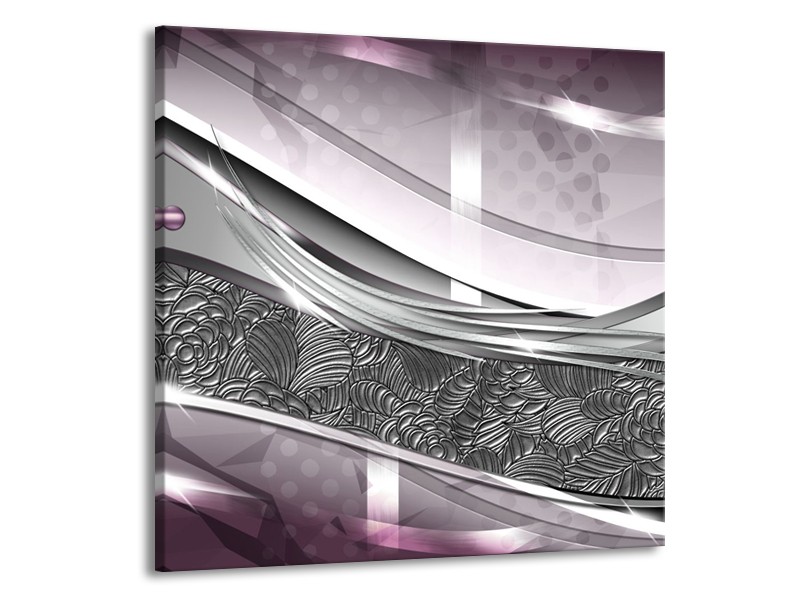Glasschilderij Design, Modern | Grijs, Paars | 70x70cm 1Luik