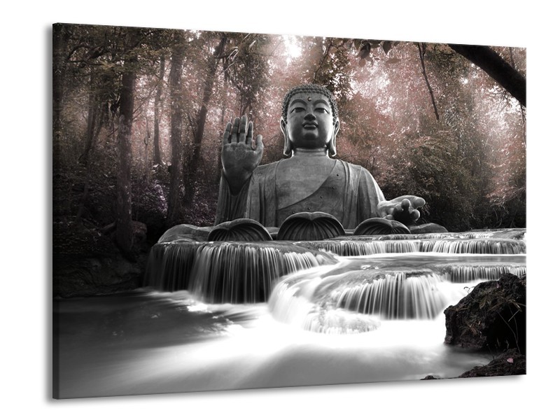 Canvas Schilderij Boeddha, Natuur | Grijs | 100x70cm 1Luik