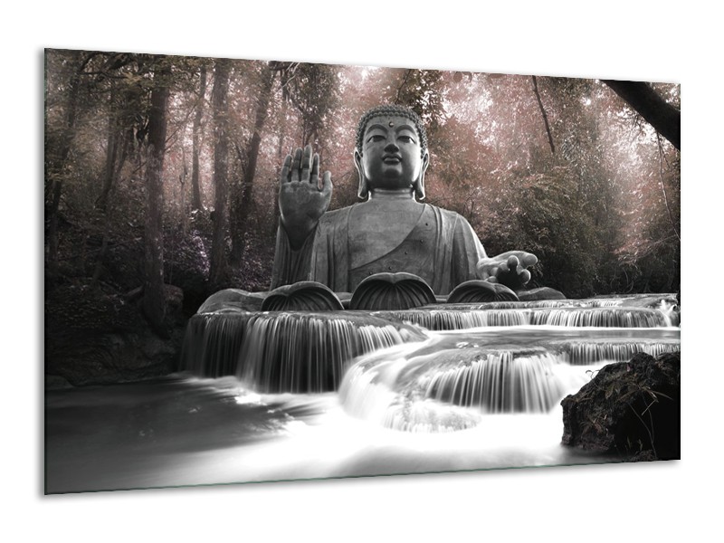 Glasschilderij Boeddha, Natuur | Grijs | 120x70cm 1Luik