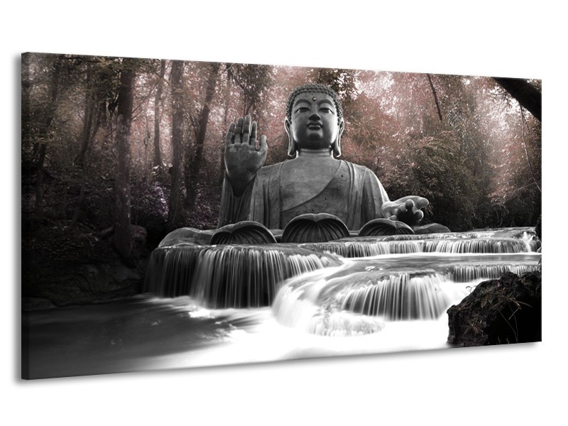 Canvas Schilderij Boeddha, Natuur | Grijs | 170x90cm 1Luik