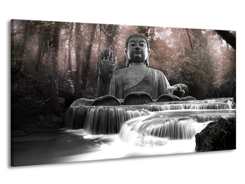 Canvas Schilderij Boeddha, Natuur | Grijs | 190x100cm 1Luik