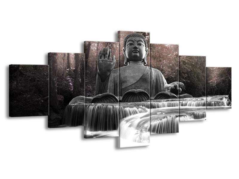 Glasschilderij Boeddha, Natuur | Grijs | 210x100cm 7Luik