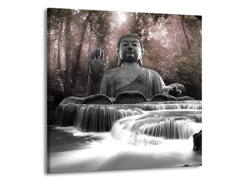 Glasschilderij Boeddha, Natuur | Grijs | 70x70cm 1Luik