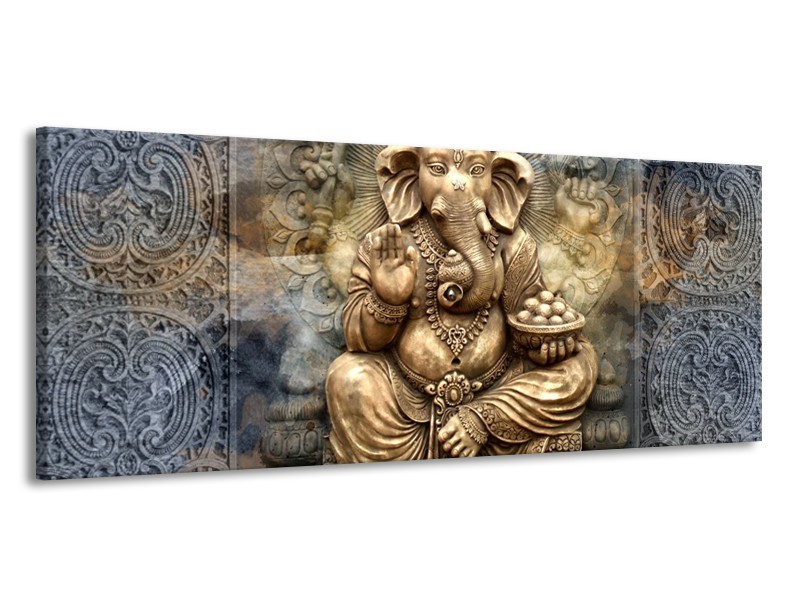 Glasschilderij Beeld | Grijs, Goud | 145x58cm 1Luik