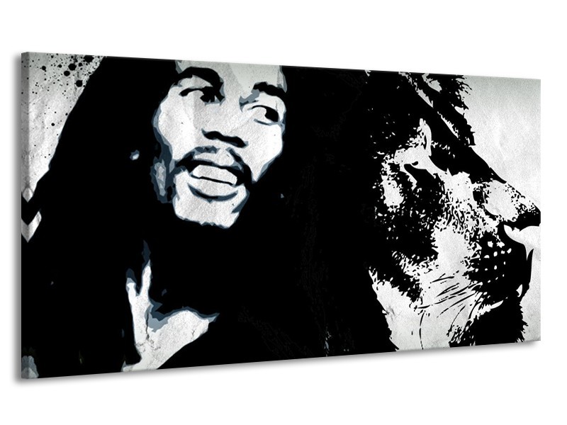 Canvas Schilderij Bob Marley | Zwart, Wit | 170x90cm 1Luik