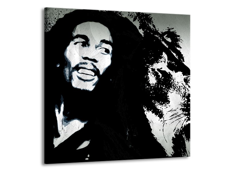 Canvas Schilderij Bob Marley | Zwart, Wit | 50x50cm 1Luik