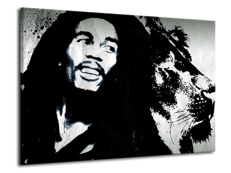 Canvas Schilderij Bob Marley | Zwart, Wit | 70x50cm 1Luik