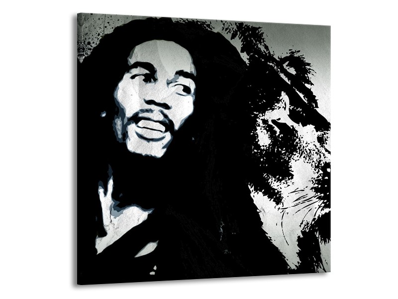 Canvas Schilderij Bob Marley | Zwart, Wit | 70x70cm 1Luik