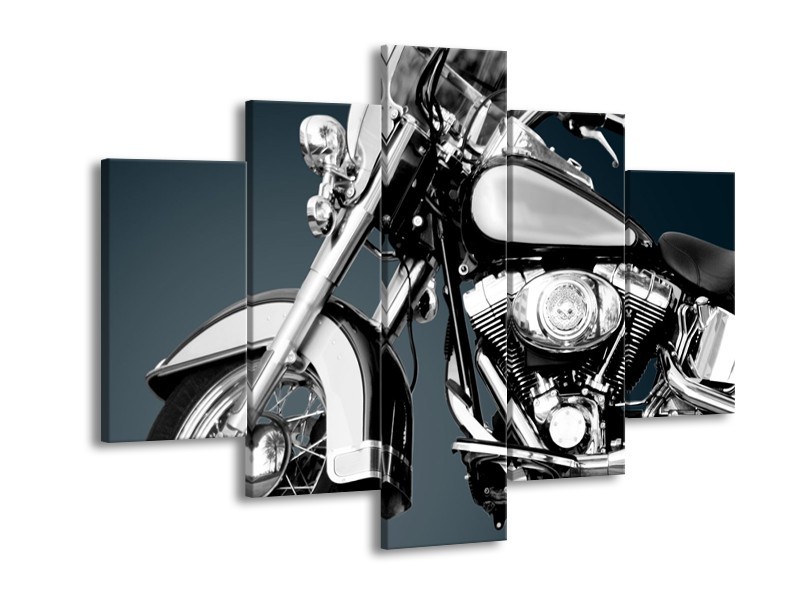 Canvas Schilderij Motor | Grijs, Zilver | 150x105cm 5Luik