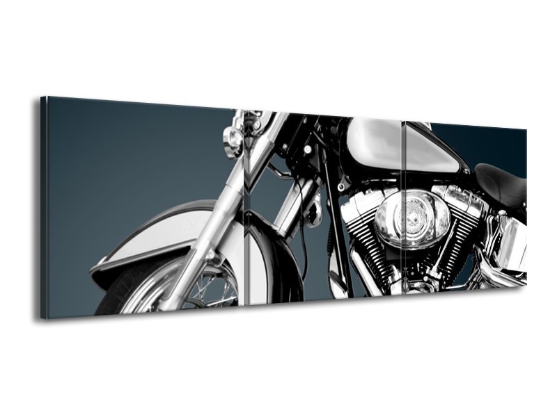 Glasschilderij Motor | Grijs, Zilver | 150x50cm 3Luik