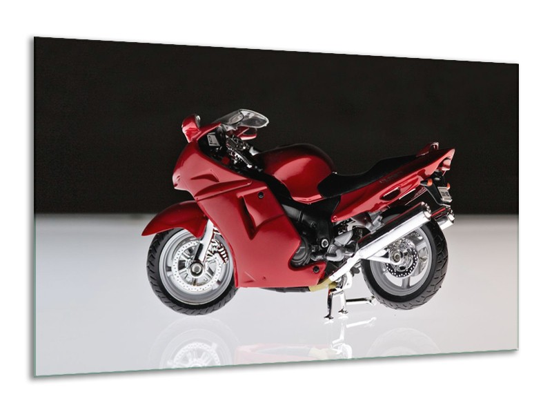 Glasschilderij Motor | Zwart, Wit, Rood | 120x70cm 1Luik