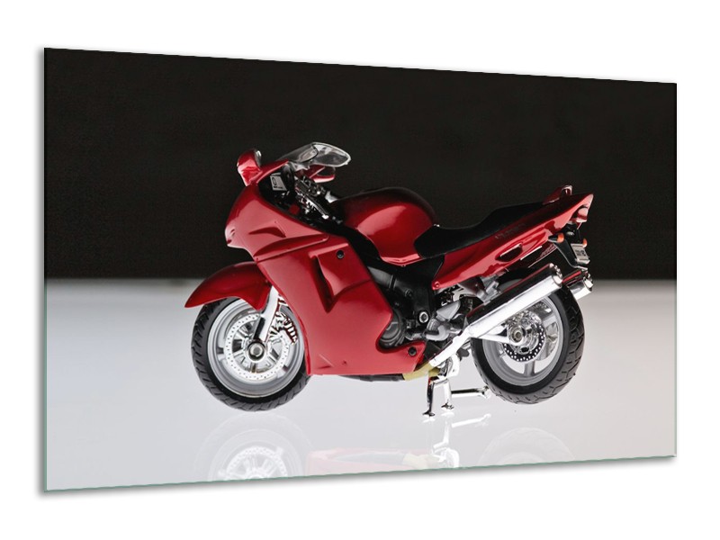 Canvas Schilderij Motor | Zwart, Wit, Rood | 120x70cm 1Luik