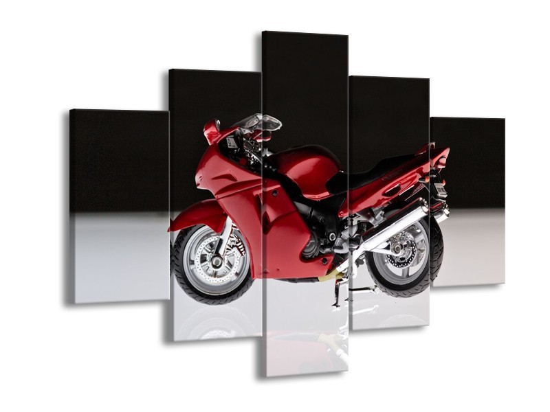 Glasschilderij Motor | Zwart, Wit, Rood | 150x105cm 5Luik