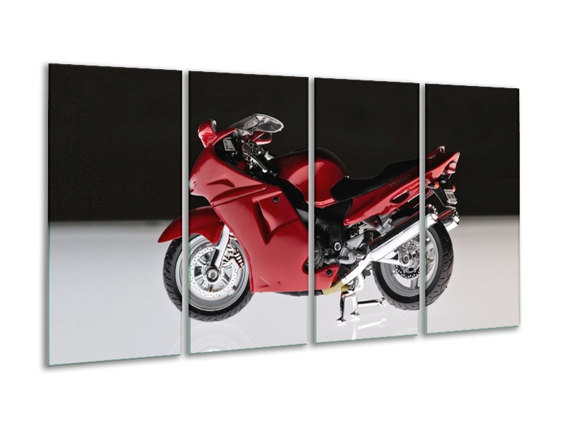 Glasschilderij Motor | Zwart, Wit, Rood | 160x80cm 4Luik