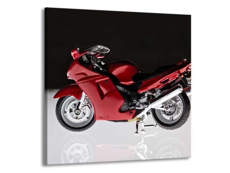 Glasschilderij Motor | Zwart, Wit, Rood | 50x50cm 1Luik