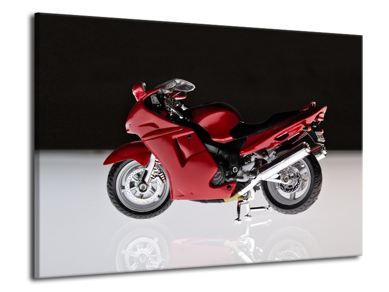 Glasschilderij Motor | Zwart, Wit, Rood | 70x50cm 1Luik
