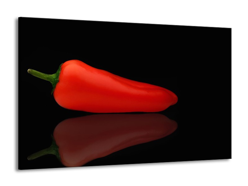 Glasschilderij Keuken, Paprika | Rood, Zwart | 140x90cm 1Luik