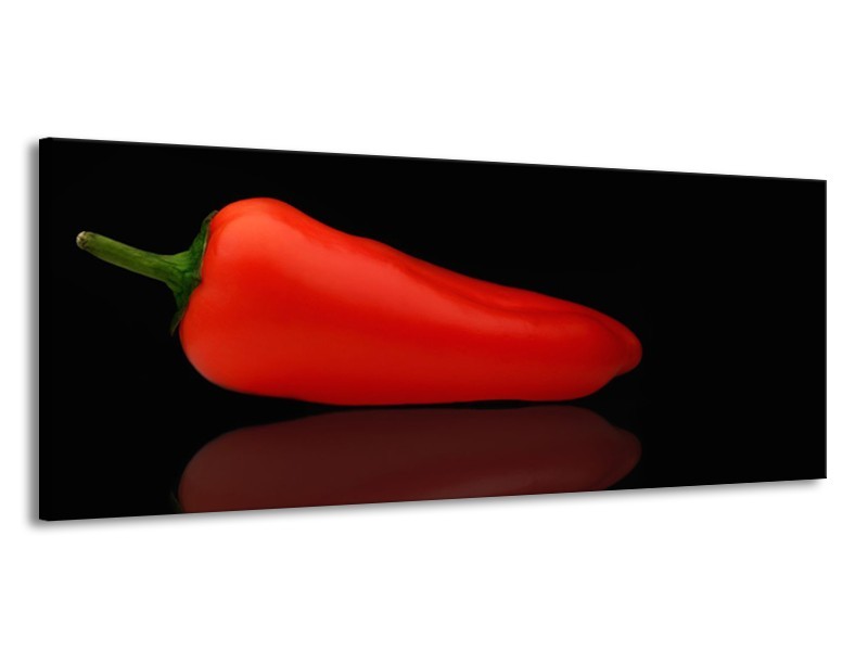 Canvas Schilderij Keuken, Paprika | Rood, Zwart | 145x58cm 1Luik