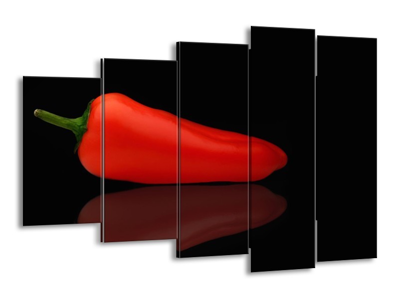 Glasschilderij Keuken, Paprika | Rood, Zwart | 150x100cm 5Luik