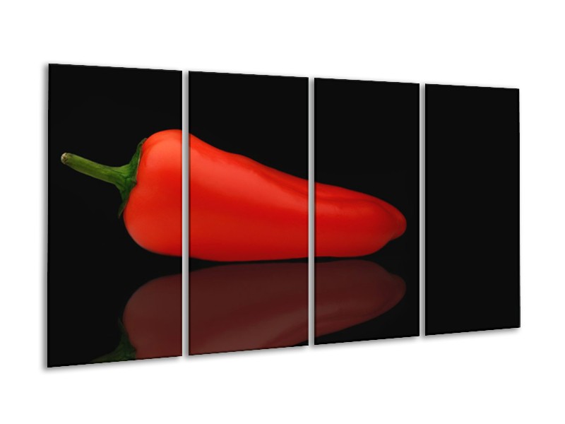 Glasschilderij Keuken, Paprika | Rood, Zwart | 160x80cm 4Luik