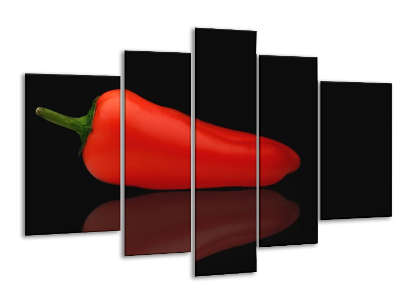 Glasschilderij Keuken, Paprika | Rood, Zwart | 170x100cm 5Luik