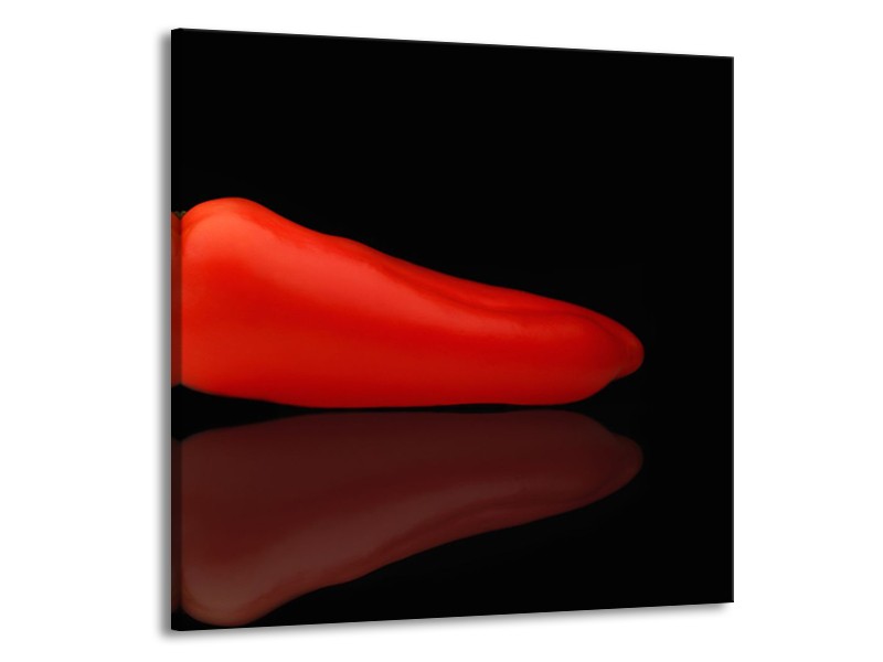Glasschilderij Keuken, Paprika | Rood, Zwart | 50x50cm 1Luik