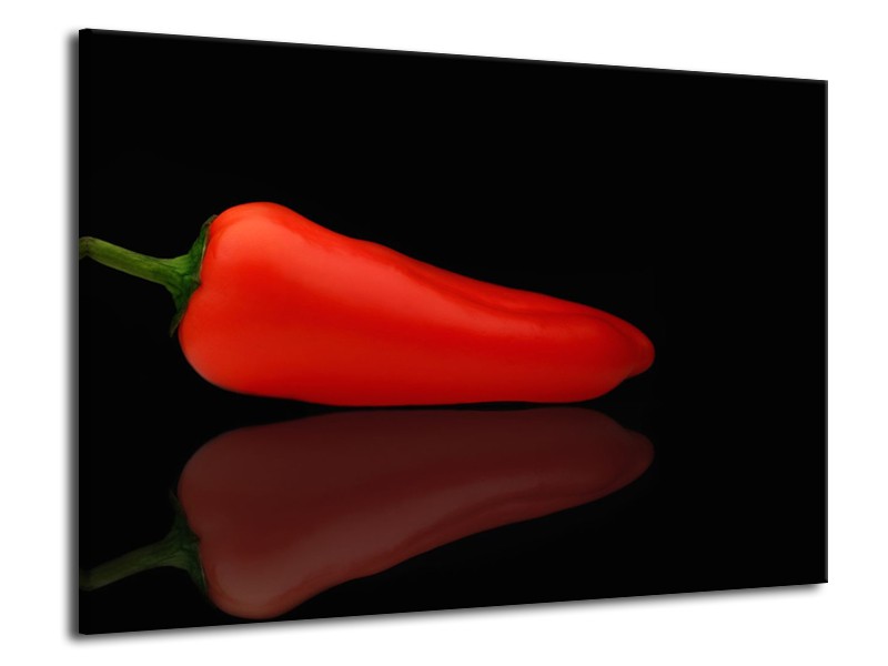 Glasschilderij Keuken, Paprika | Rood, Zwart | 70x50cm 1Luik