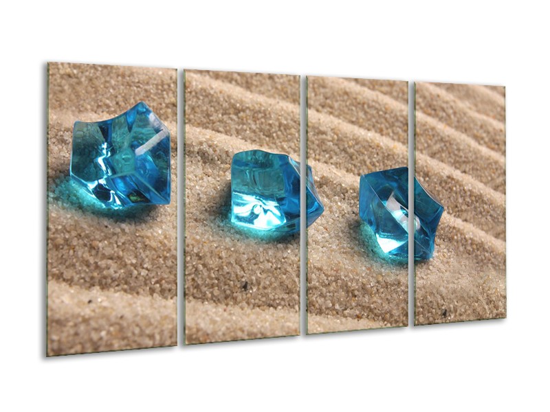 Glasschilderij Zand, Stenen | Turquoise | 160x80cm 4Luik